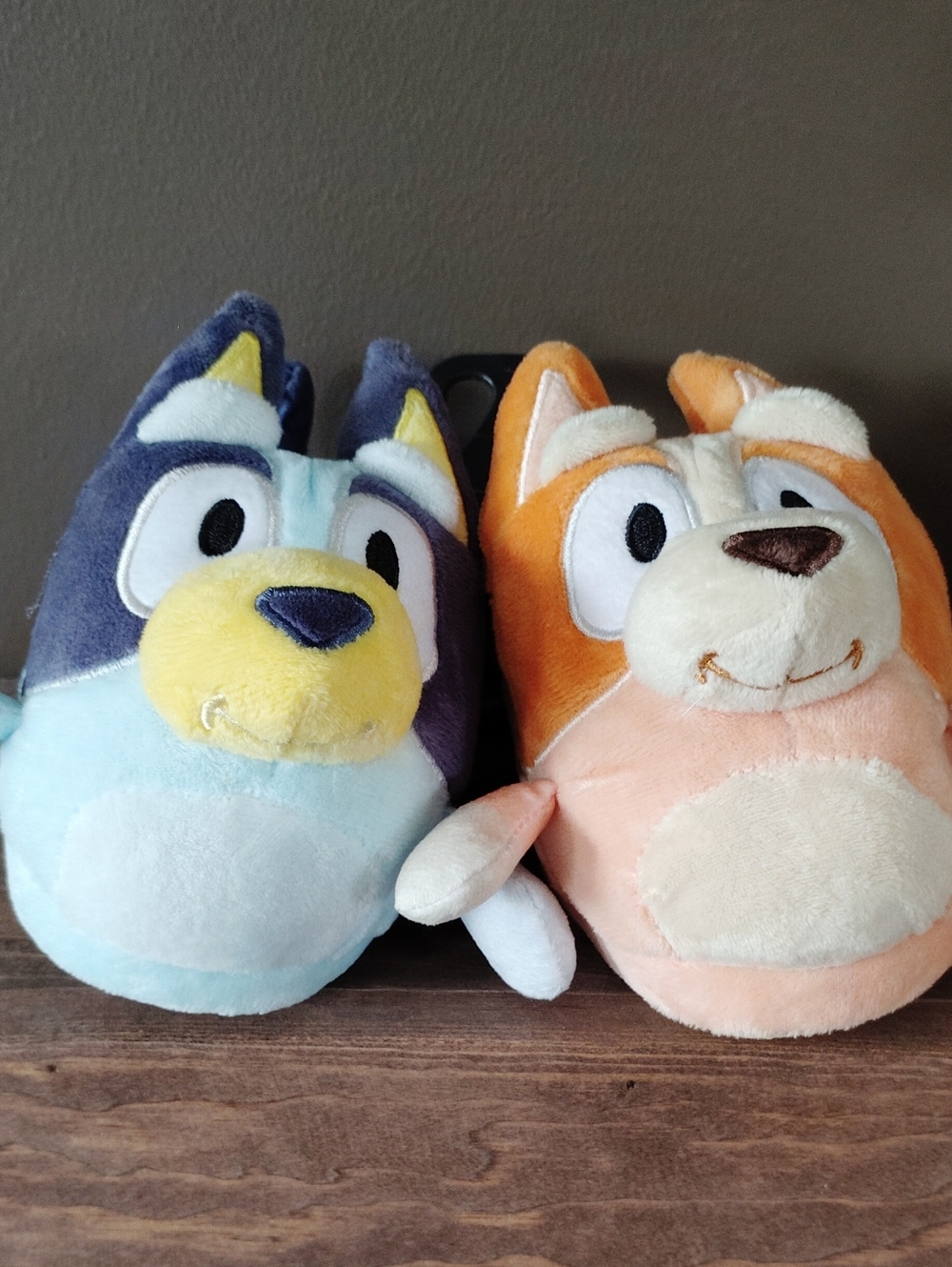 Kids Plush Character Slippers - Blue & Peach